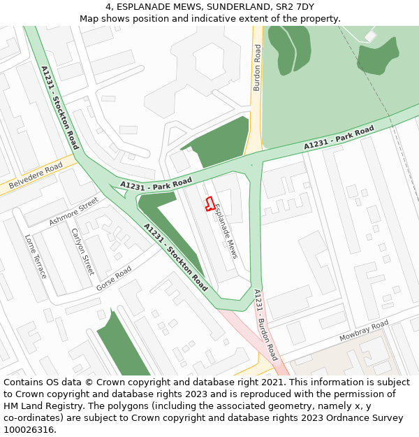 4, ESPLANADE MEWS, SUNDERLAND, SR2 7DY: Location map and indicative extent of plot