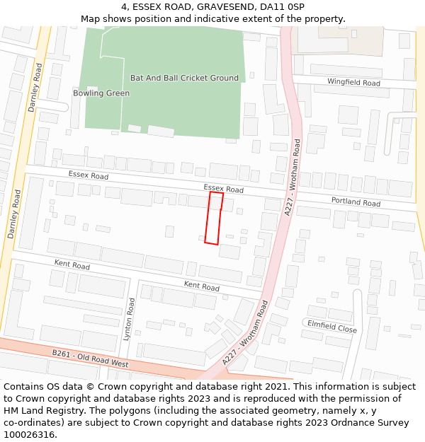 4, ESSEX ROAD, GRAVESEND, DA11 0SP: Location map and indicative extent of plot