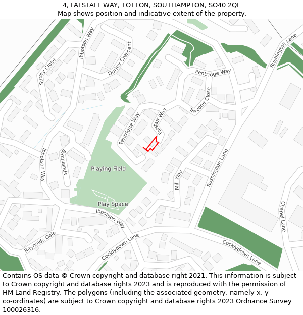 4, FALSTAFF WAY, TOTTON, SOUTHAMPTON, SO40 2QL: Location map and indicative extent of plot