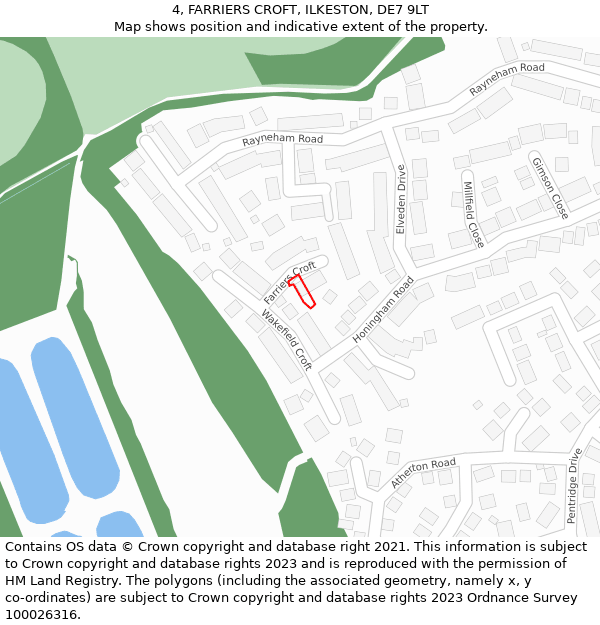 4, FARRIERS CROFT, ILKESTON, DE7 9LT: Location map and indicative extent of plot