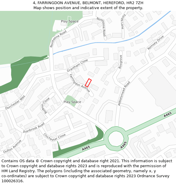 4, FARRINGDON AVENUE, BELMONT, HEREFORD, HR2 7ZH: Location map and indicative extent of plot