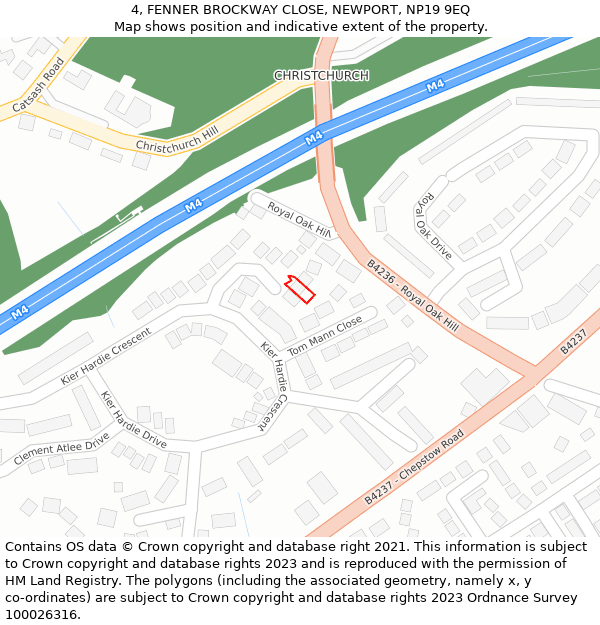 4, FENNER BROCKWAY CLOSE, NEWPORT, NP19 9EQ: Location map and indicative extent of plot