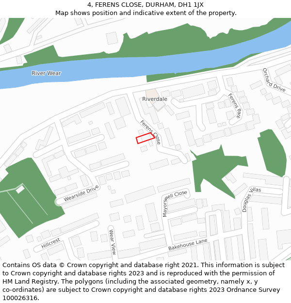 4, FERENS CLOSE, DURHAM, DH1 1JX: Location map and indicative extent of plot