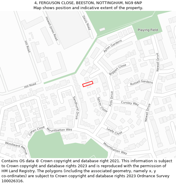 4, FERGUSON CLOSE, BEESTON, NOTTINGHAM, NG9 6NP: Location map and indicative extent of plot