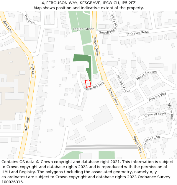 4, FERGUSON WAY, KESGRAVE, IPSWICH, IP5 2FZ: Location map and indicative extent of plot