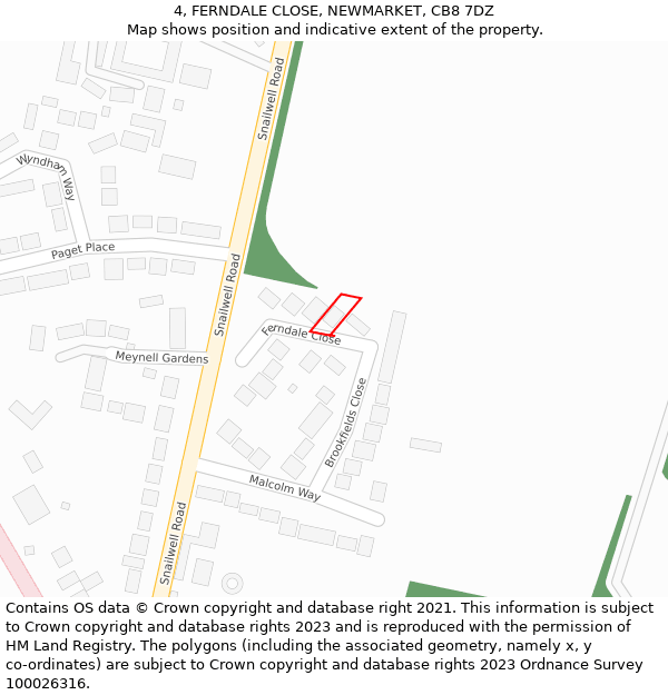 4, FERNDALE CLOSE, NEWMARKET, CB8 7DZ: Location map and indicative extent of plot