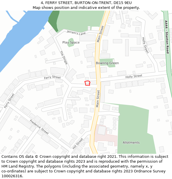 4, FERRY STREET, BURTON-ON-TRENT, DE15 9EU: Location map and indicative extent of plot