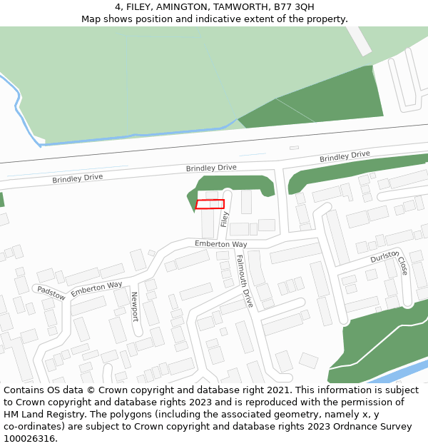 4, FILEY, AMINGTON, TAMWORTH, B77 3QH: Location map and indicative extent of plot