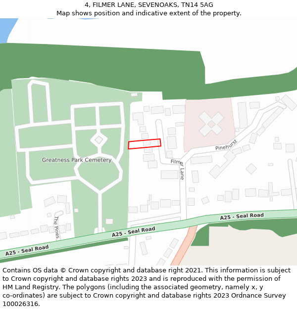 4, FILMER LANE, SEVENOAKS, TN14 5AG: Location map and indicative extent of plot