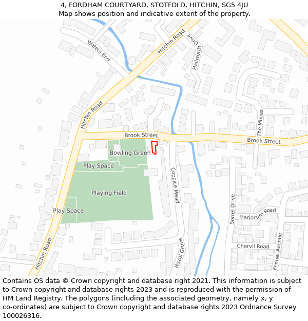 4, FORDHAM COURTYARD, STOTFOLD, HITCHIN, SG5 4JU: Location map and indicative extent of plot