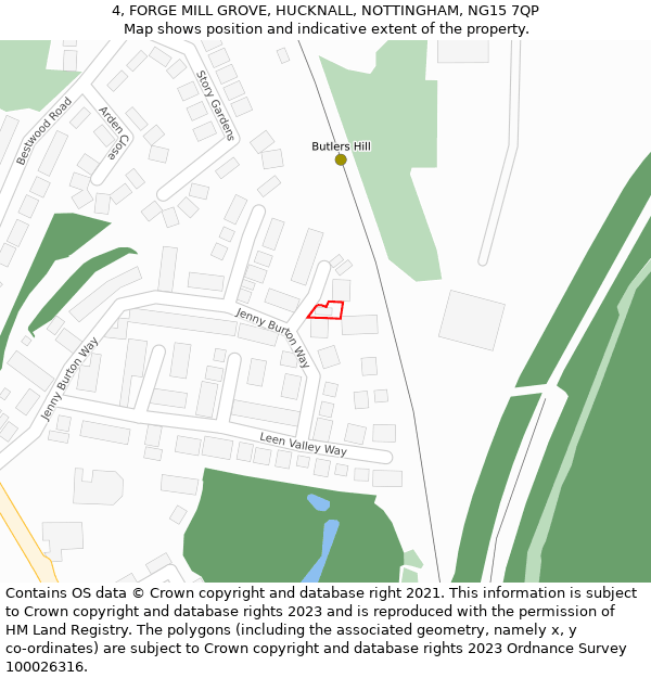 4, FORGE MILL GROVE, HUCKNALL, NOTTINGHAM, NG15 7QP: Location map and indicative extent of plot