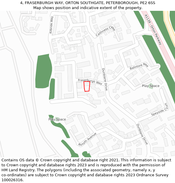 4, FRASERBURGH WAY, ORTON SOUTHGATE, PETERBOROUGH, PE2 6SS: Location map and indicative extent of plot