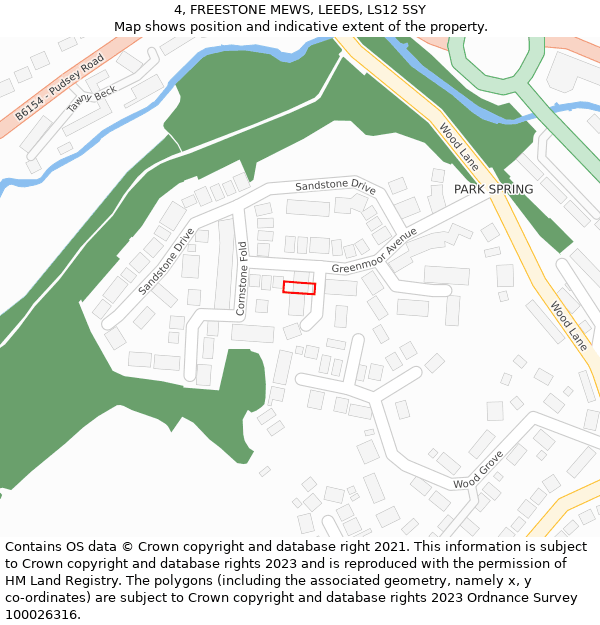 4, FREESTONE MEWS, LEEDS, LS12 5SY: Location map and indicative extent of plot