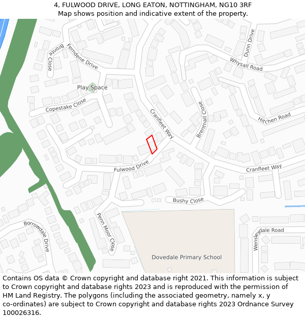 4, FULWOOD DRIVE, LONG EATON, NOTTINGHAM, NG10 3RF: Location map and indicative extent of plot