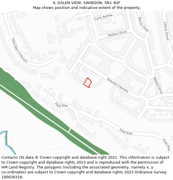 4, GALEN VIEW, SWINDON, SN1 4GF: Location map and indicative extent of plot