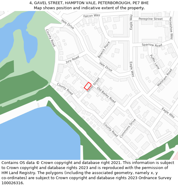 4, GAVEL STREET, HAMPTON VALE, PETERBOROUGH, PE7 8HE: Location map and indicative extent of plot