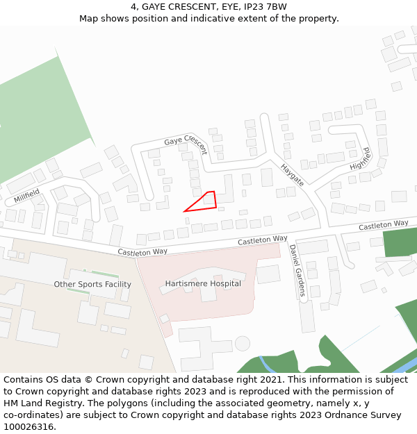 4, GAYE CRESCENT, EYE, IP23 7BW: Location map and indicative extent of plot