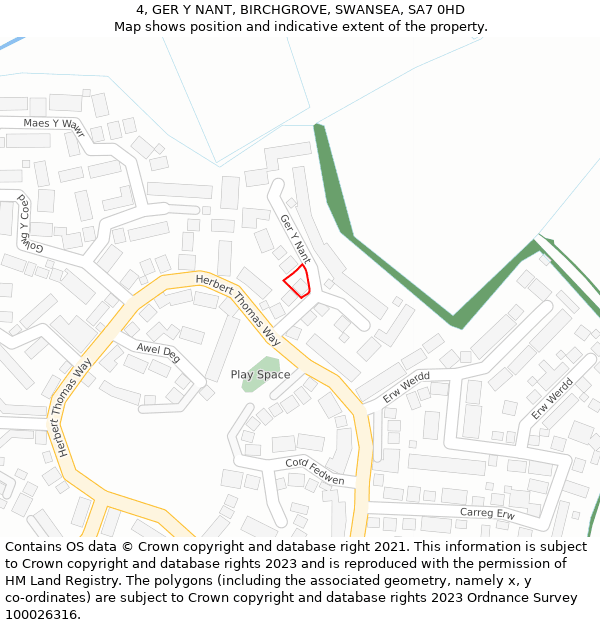 4, GER Y NANT, BIRCHGROVE, SWANSEA, SA7 0HD: Location map and indicative extent of plot