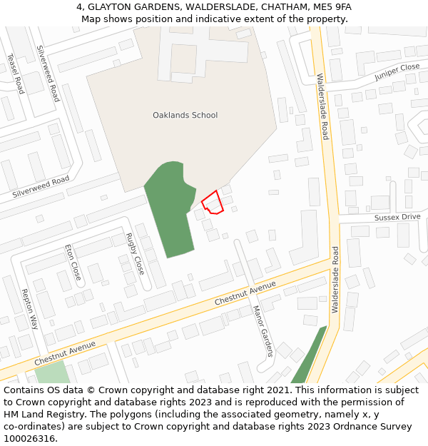 4, GLAYTON GARDENS, WALDERSLADE, CHATHAM, ME5 9FA: Location map and indicative extent of plot