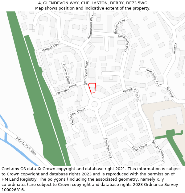 4, GLENDEVON WAY, CHELLASTON, DERBY, DE73 5WG: Location map and indicative extent of plot