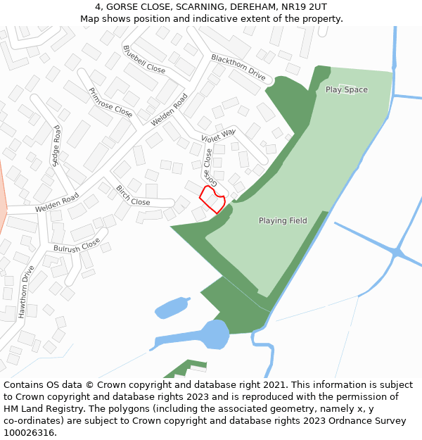 4, GORSE CLOSE, SCARNING, DEREHAM, NR19 2UT: Location map and indicative extent of plot