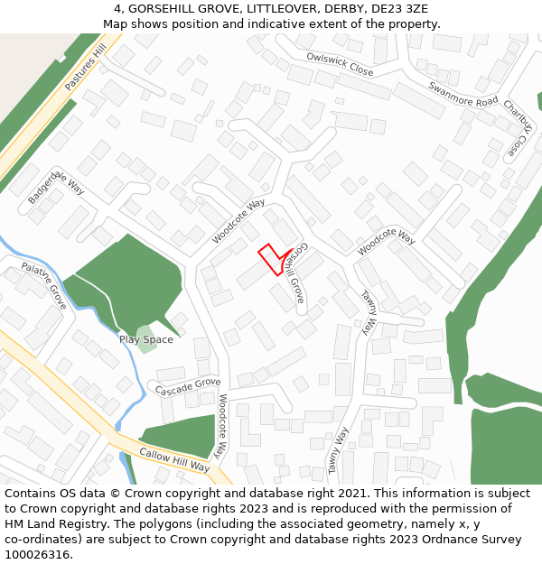 4, GORSEHILL GROVE, LITTLEOVER, DERBY, DE23 3ZE: Location map and indicative extent of plot