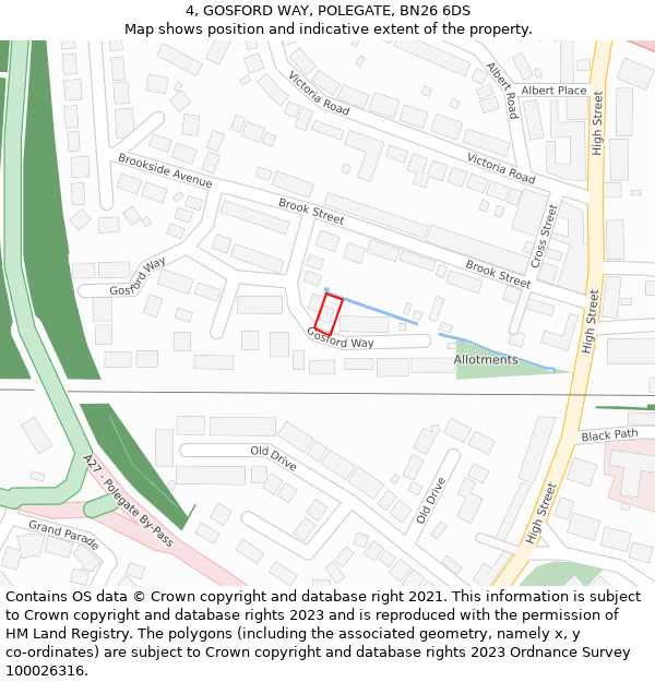 4, GOSFORD WAY, POLEGATE, BN26 6DS: Location map and indicative extent of plot