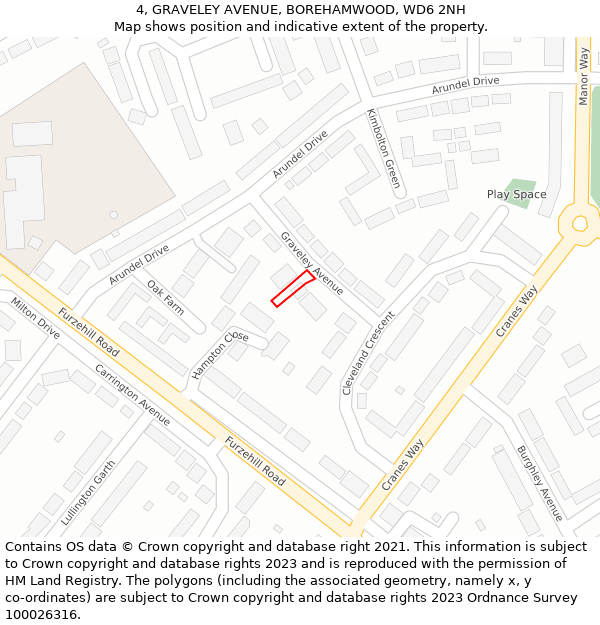 4, GRAVELEY AVENUE, BOREHAMWOOD, WD6 2NH: Location map and indicative extent of plot