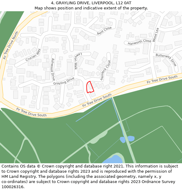 4, GRAYLING DRIVE, LIVERPOOL, L12 0AT: Location map and indicative extent of plot