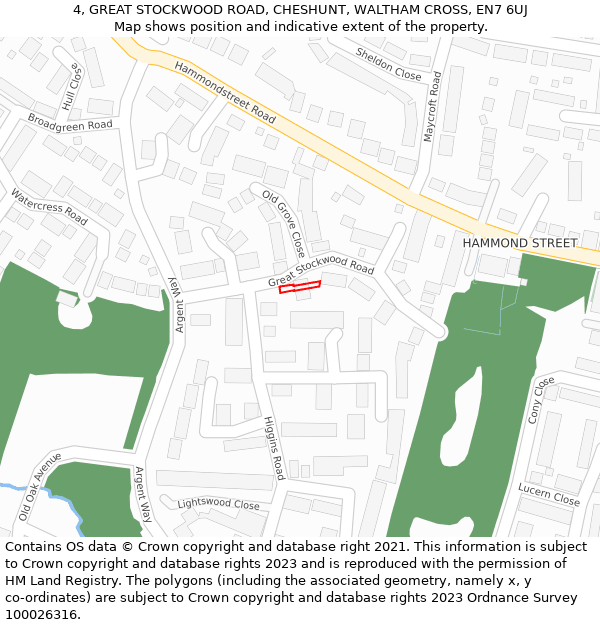 4, GREAT STOCKWOOD ROAD, CHESHUNT, WALTHAM CROSS, EN7 6UJ: Location map and indicative extent of plot