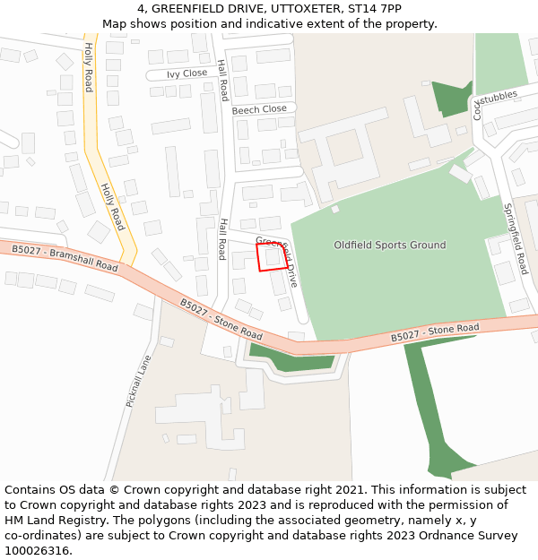 4, GREENFIELD DRIVE, UTTOXETER, ST14 7PP: Location map and indicative extent of plot