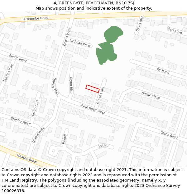 4, GREENGATE, PEACEHAVEN, BN10 7SJ: Location map and indicative extent of plot