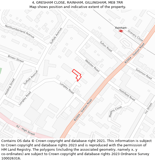 4, GRESHAM CLOSE, RAINHAM, GILLINGHAM, ME8 7RR: Location map and indicative extent of plot