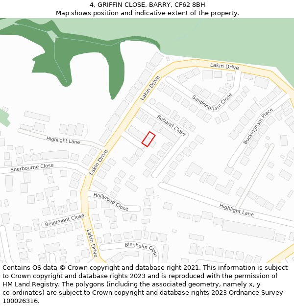 4, GRIFFIN CLOSE, BARRY, CF62 8BH: Location map and indicative extent of plot