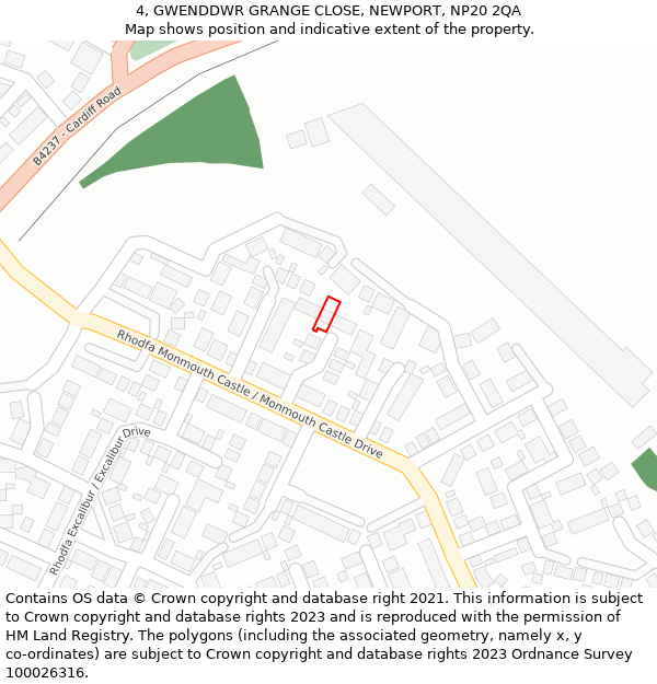 4, GWENDDWR GRANGE CLOSE, NEWPORT, NP20 2QA: Location map and indicative extent of plot