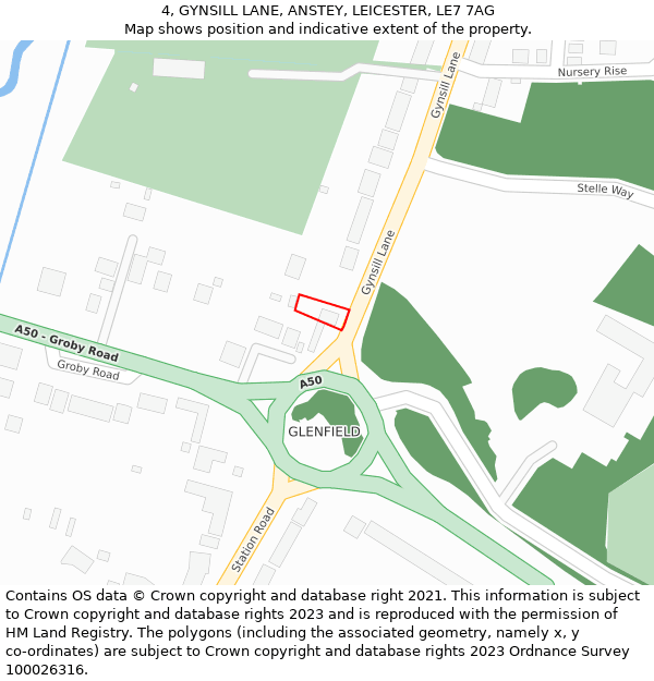 4, GYNSILL LANE, ANSTEY, LEICESTER, LE7 7AG: Location map and indicative extent of plot