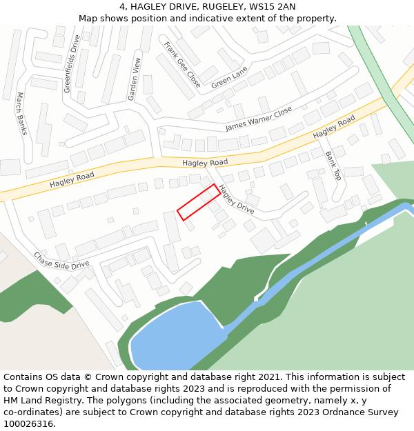 4, HAGLEY DRIVE, RUGELEY, WS15 2AN: Location map and indicative extent of plot