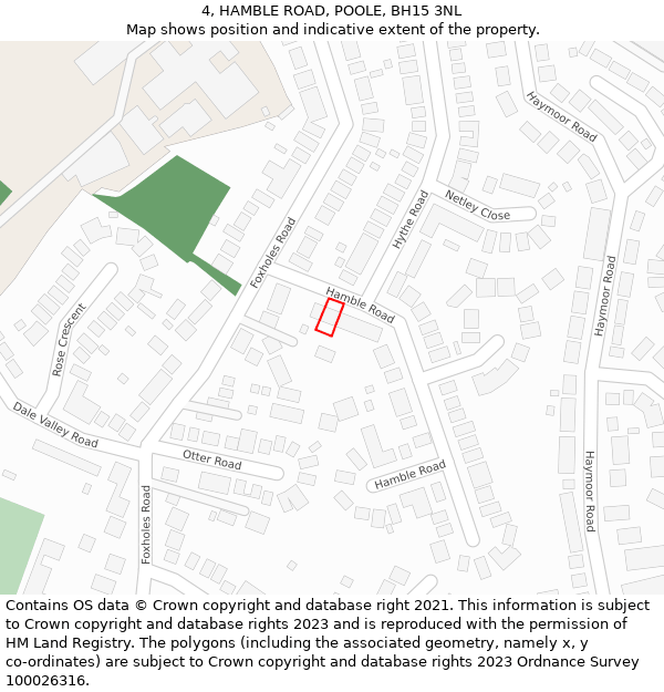 4, HAMBLE ROAD, POOLE, BH15 3NL: Location map and indicative extent of plot