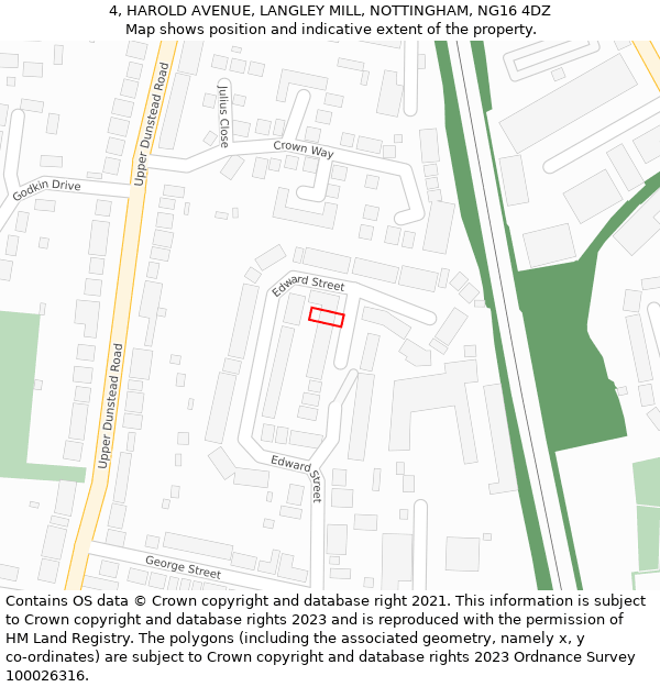 4, HAROLD AVENUE, LANGLEY MILL, NOTTINGHAM, NG16 4DZ: Location map and indicative extent of plot