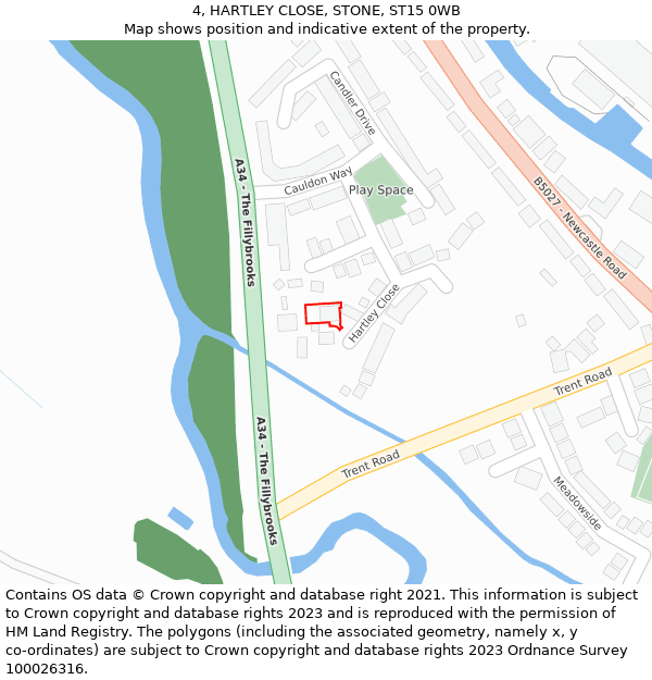 4, HARTLEY CLOSE, STONE, ST15 0WB: Location map and indicative extent of plot