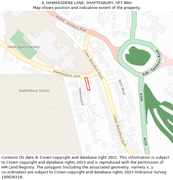 4, HAWKESDENE LANE, SHAFTESBURY, SP7 8NU: Location map and indicative extent of plot