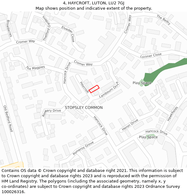 4, HAYCROFT, LUTON, LU2 7GJ: Location map and indicative extent of plot