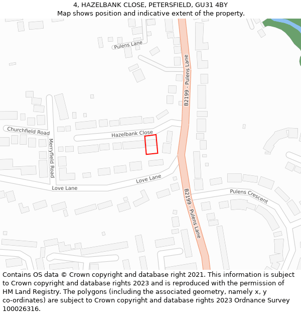 4, HAZELBANK CLOSE, PETERSFIELD, GU31 4BY: Location map and indicative extent of plot