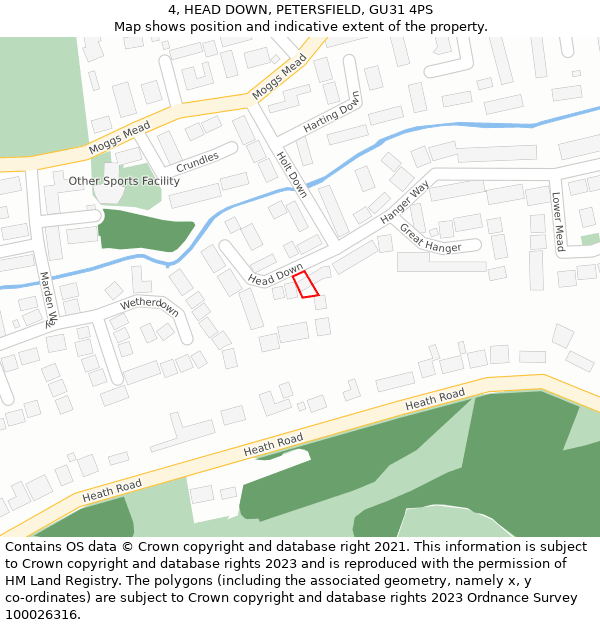 4, HEAD DOWN, PETERSFIELD, GU31 4PS: Location map and indicative extent of plot