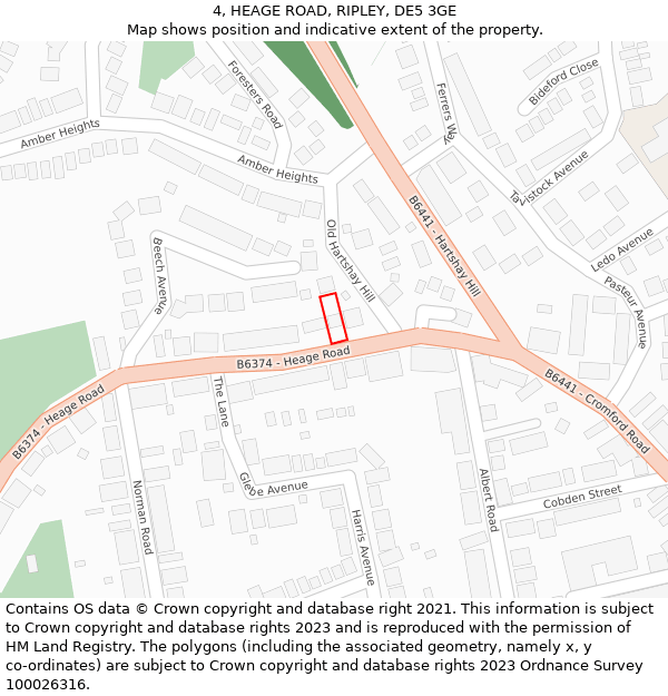 4, HEAGE ROAD, RIPLEY, DE5 3GE: Location map and indicative extent of plot