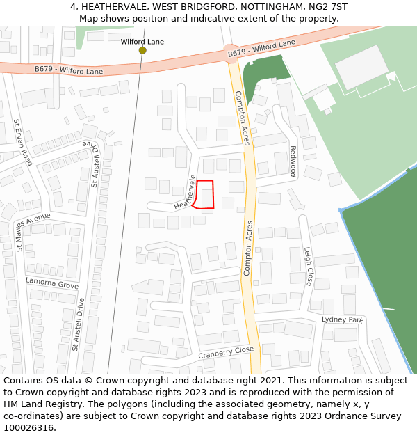 4, HEATHERVALE, WEST BRIDGFORD, NOTTINGHAM, NG2 7ST: Location map and indicative extent of plot
