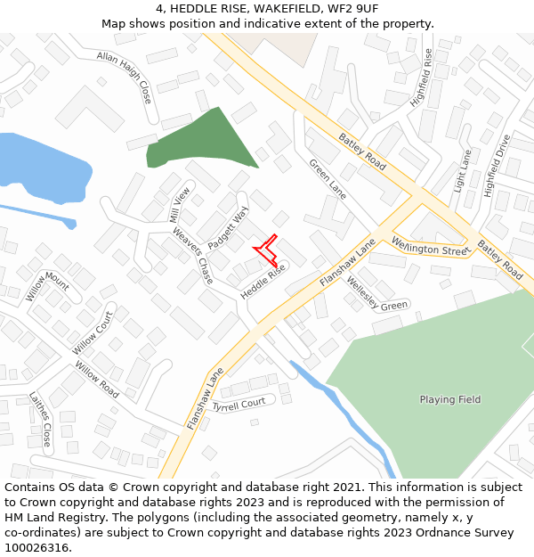 4, HEDDLE RISE, WAKEFIELD, WF2 9UF: Location map and indicative extent of plot