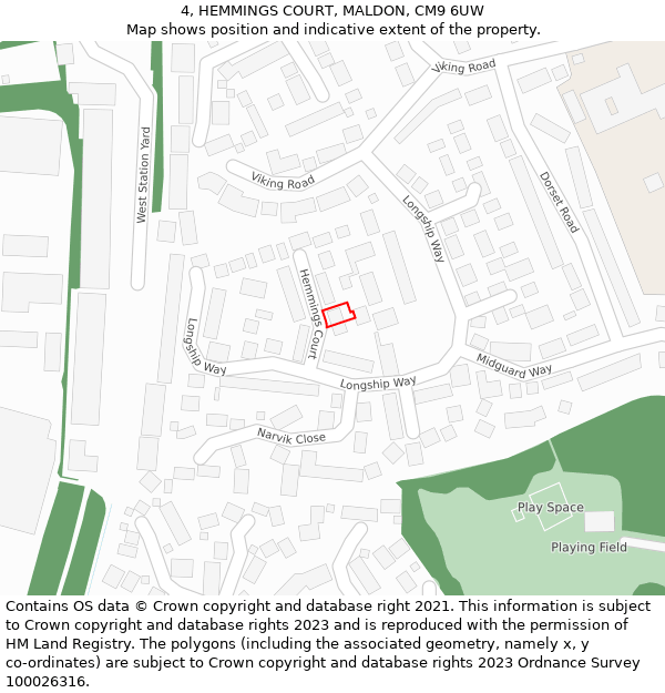 4, HEMMINGS COURT, MALDON, CM9 6UW: Location map and indicative extent of plot