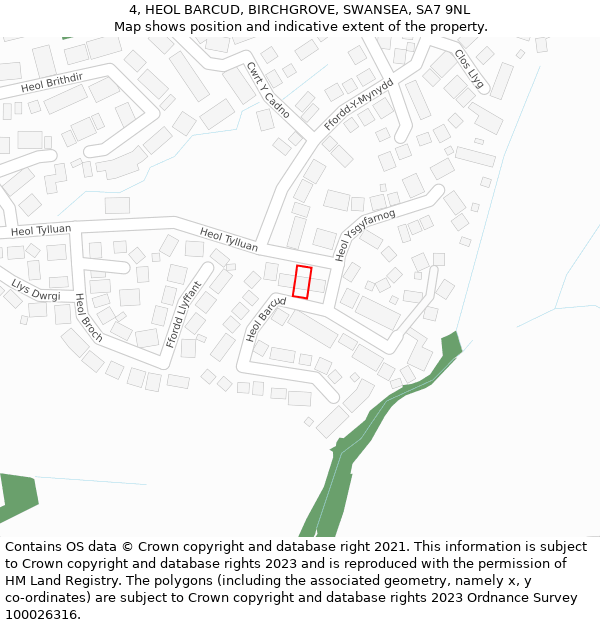 4, HEOL BARCUD, BIRCHGROVE, SWANSEA, SA7 9NL: Location map and indicative extent of plot