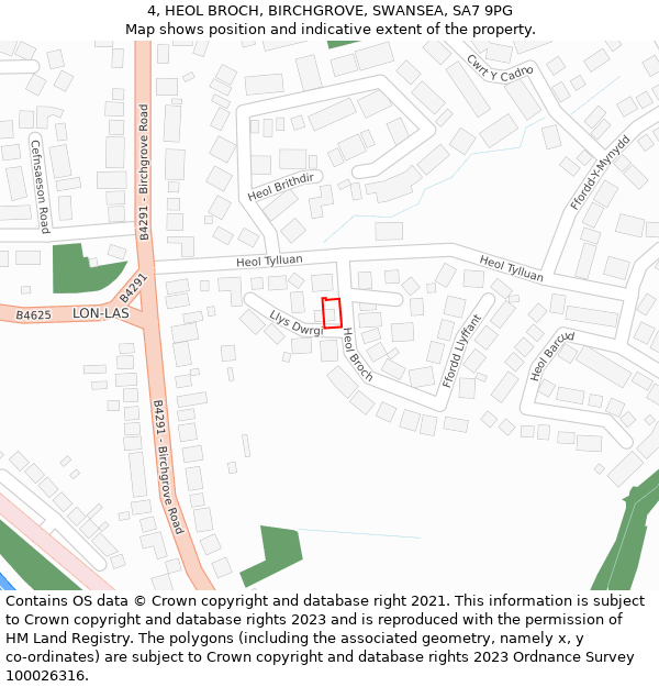 4, HEOL BROCH, BIRCHGROVE, SWANSEA, SA7 9PG: Location map and indicative extent of plot